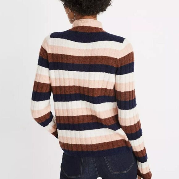 Madewell Color Block Striped Evercrest Turtleneck Sweater - Picture 2 of 15